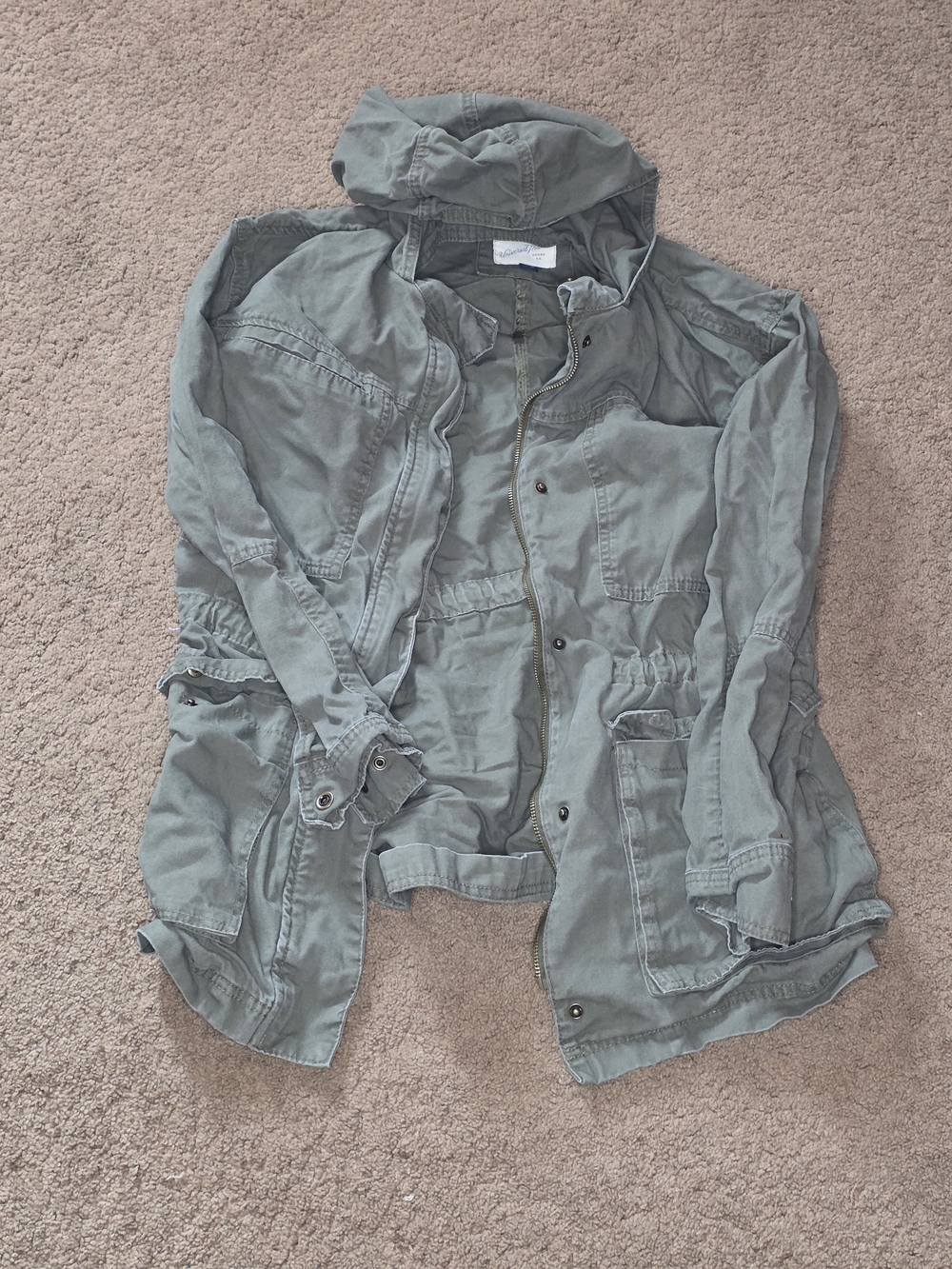 Universal Thread Olive Green Utility Jean Jacket with Hood